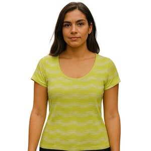 Columbia T-Shirt Short Sleeve Athletic Top Activewear Striped Green Size XL‎